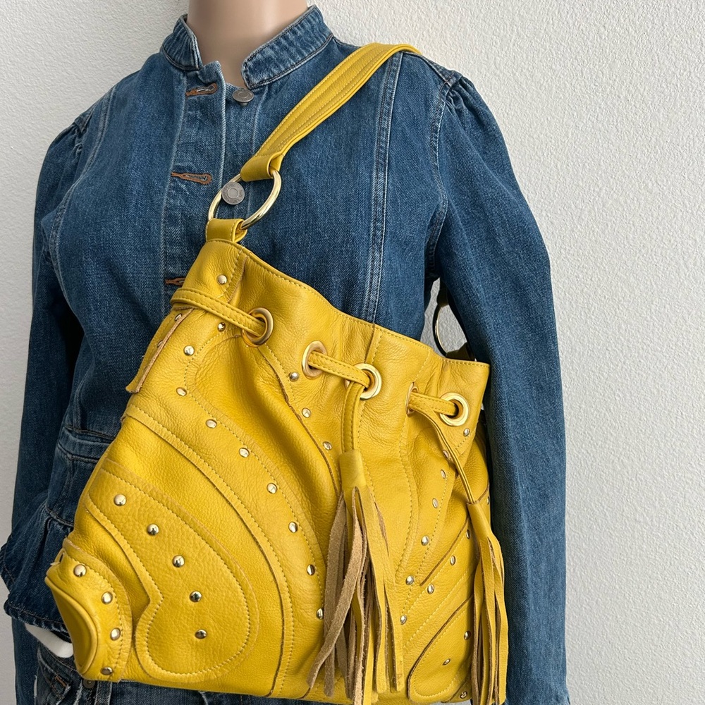 Yellow Leather Shoulder Bag x Bulga